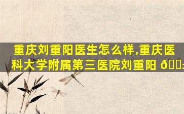 重庆刘重阳医生怎么样,重庆医科大学附属第三医院刘重阳 🐱